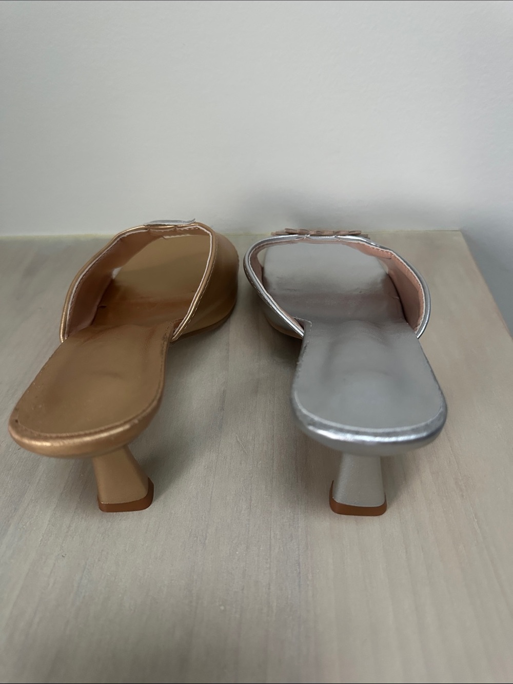 Metallic Sun & Moon Slide Mules — Silver and Gold - Never Worn - Picture 5 of 5